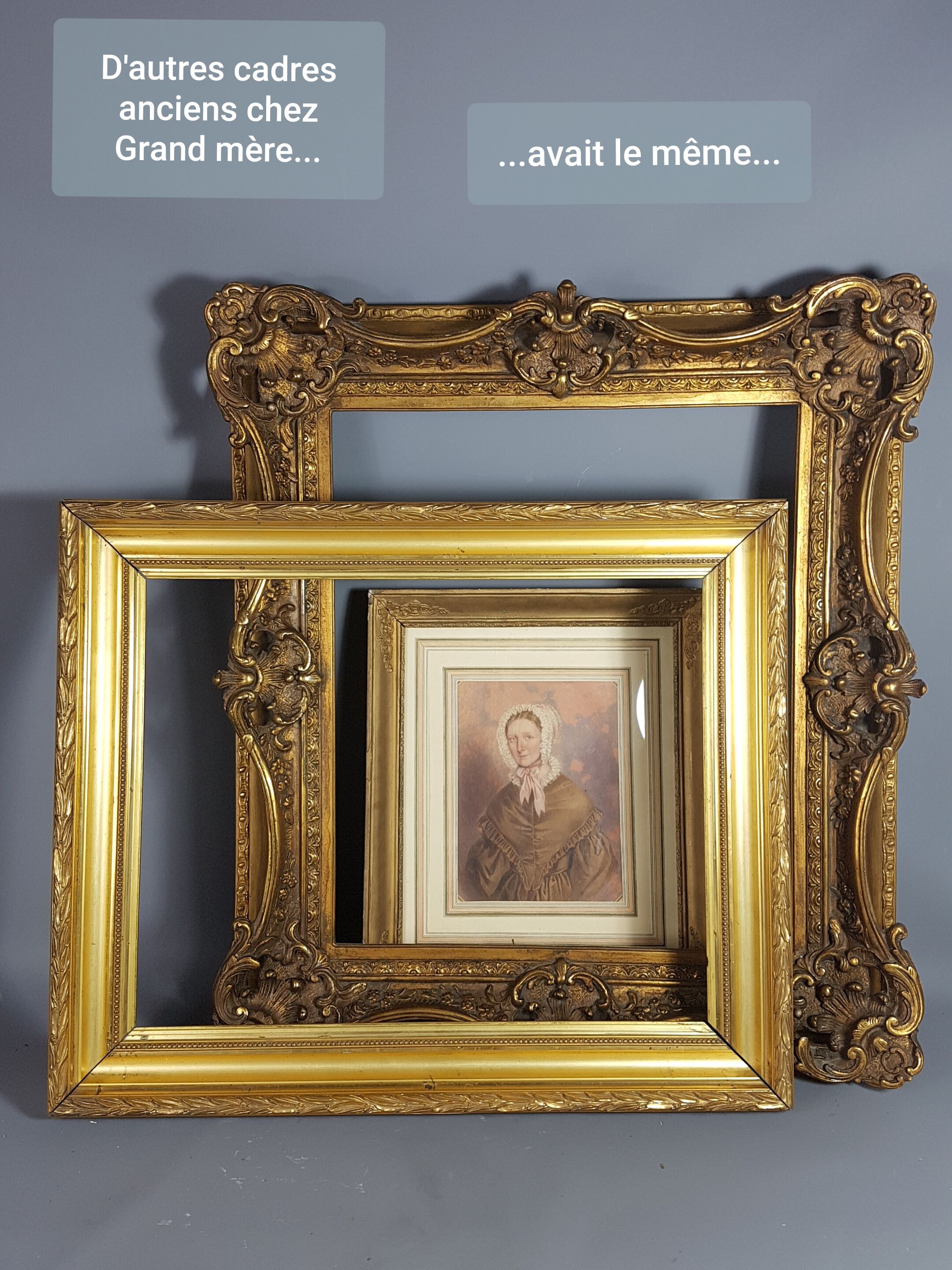 19th century frame gilded stucco wood, beaded interior edges, 47x39 cm, leaf 41.8x32.7 cm SB