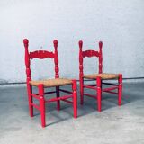 Set of Scandinavian Country Design Red Side Chairs, Sweden, 1960s
