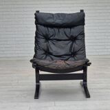 1970’s, Norwegian design, "Siesta" lounge chair by Ingmar Relling, black leather, bentwood.