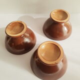 Set of 3 vintage ceramic arts brown piedouche bowls