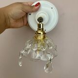 Vintage glass lampshade wall lamp with antique tassels