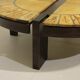 Round coffee table herbarium Roger Capron, Vallauris - ceramic and wooden structure