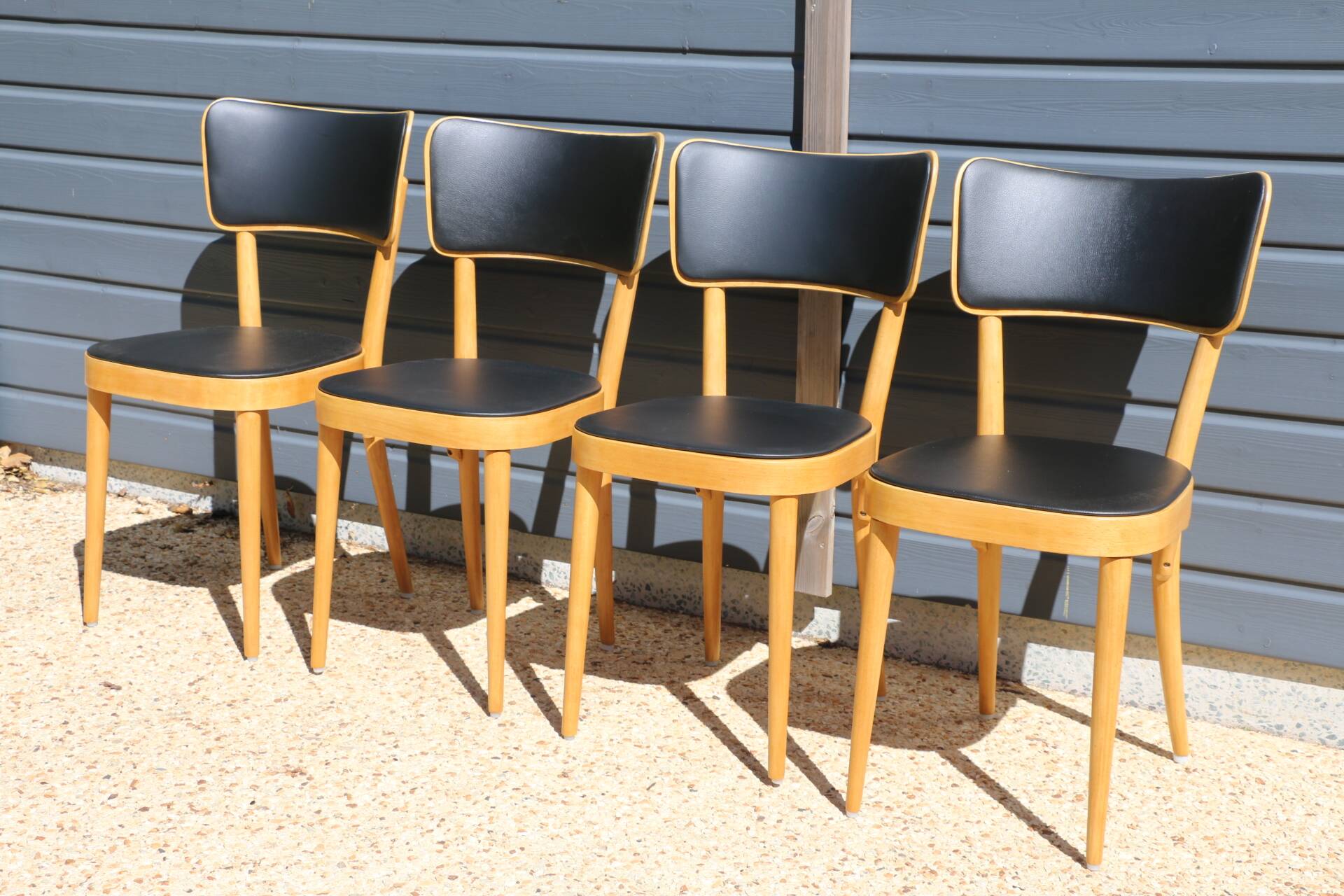 6 chaises baumann n°17 dos large skaï noir