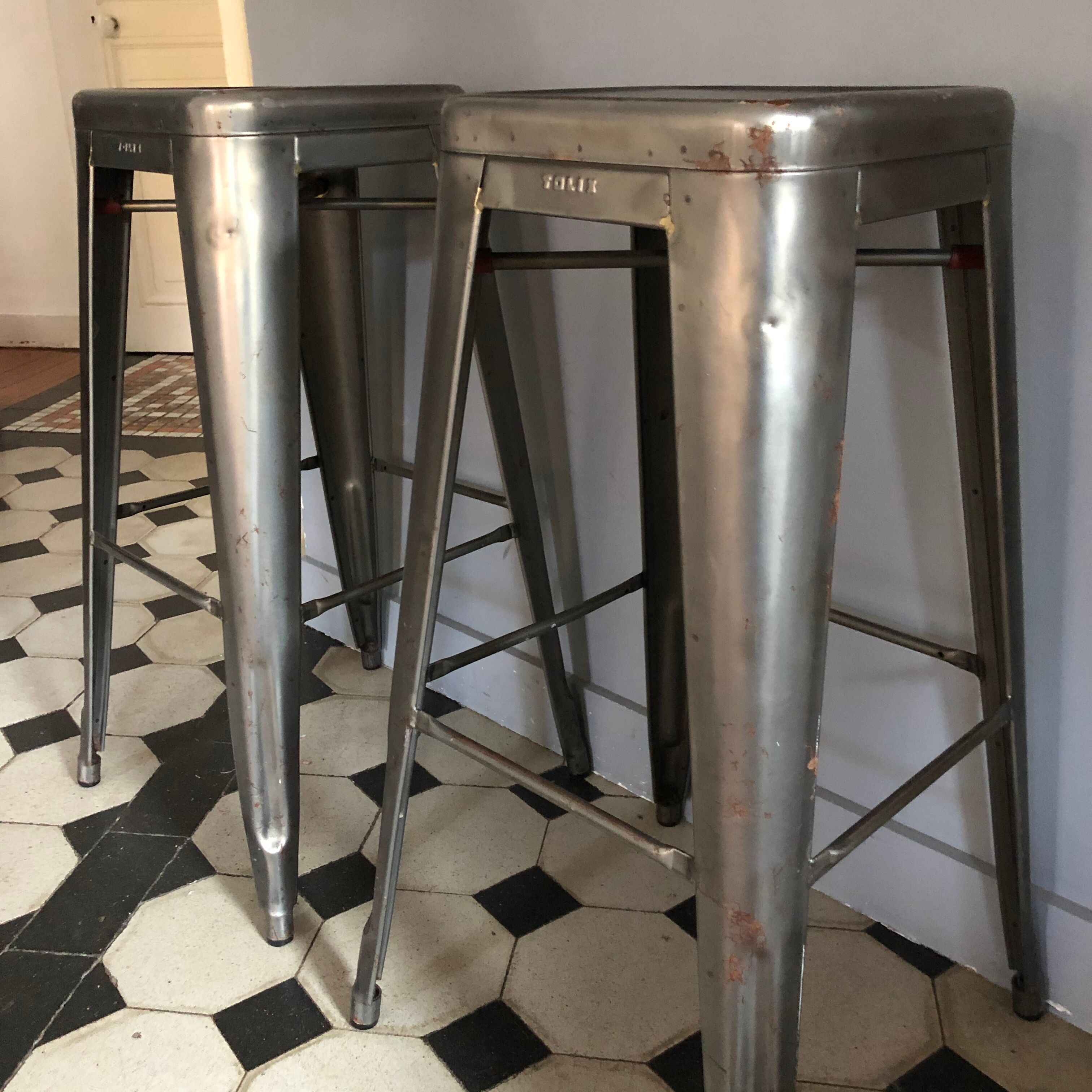 Pair of bar stools H Tolix