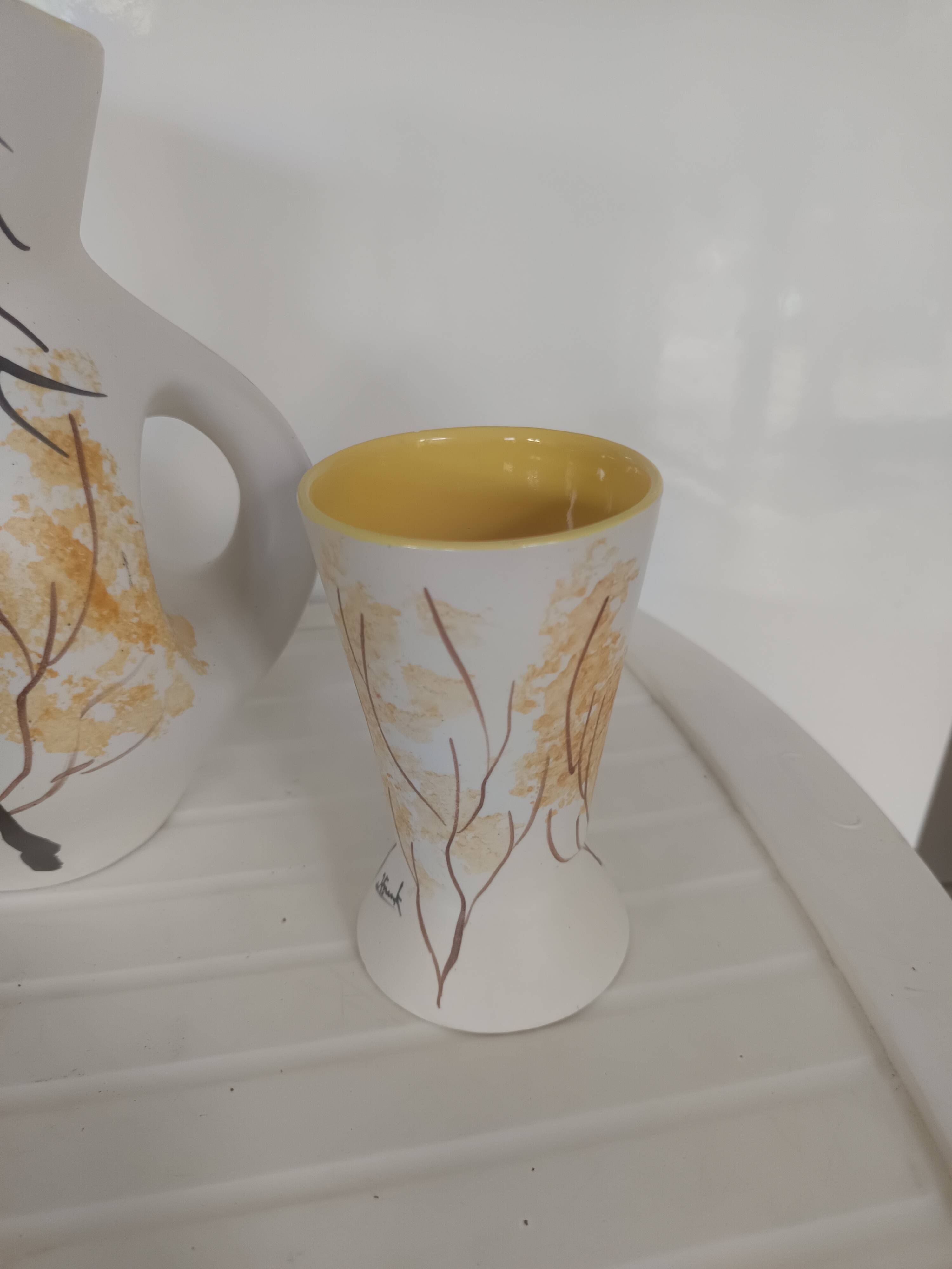 Pichet and glass Vallauris – Jacques Fonck – deer decoration
