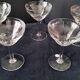 5 Vintage glass champagne coupes with engraved decoration