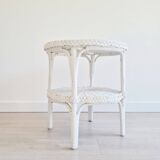 Antique white rattan side table
