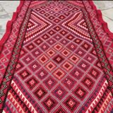 Handmade red corridor carpet in pure wool