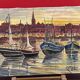 Painting Oil on canvas, Marine, Boat at anchor signature to identify