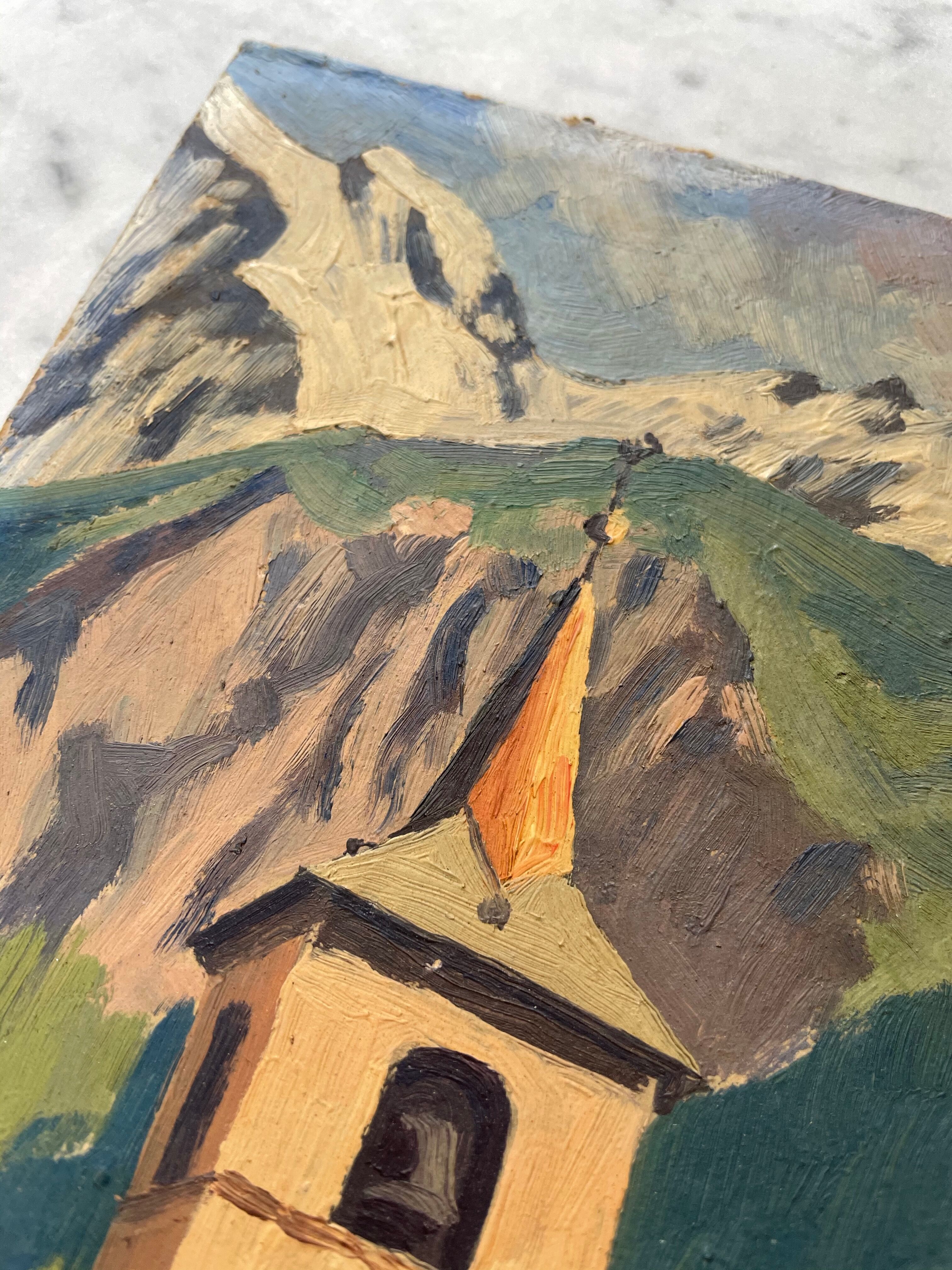 Oil painting landscape mountain 1947