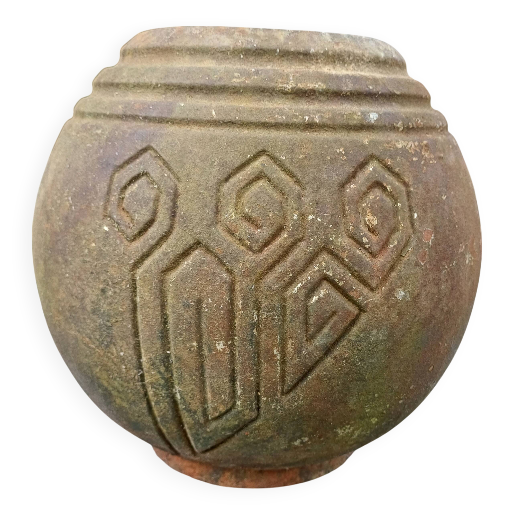 1 round cast iron vase from 1900 in Art Deco style: Charleville - Mézières