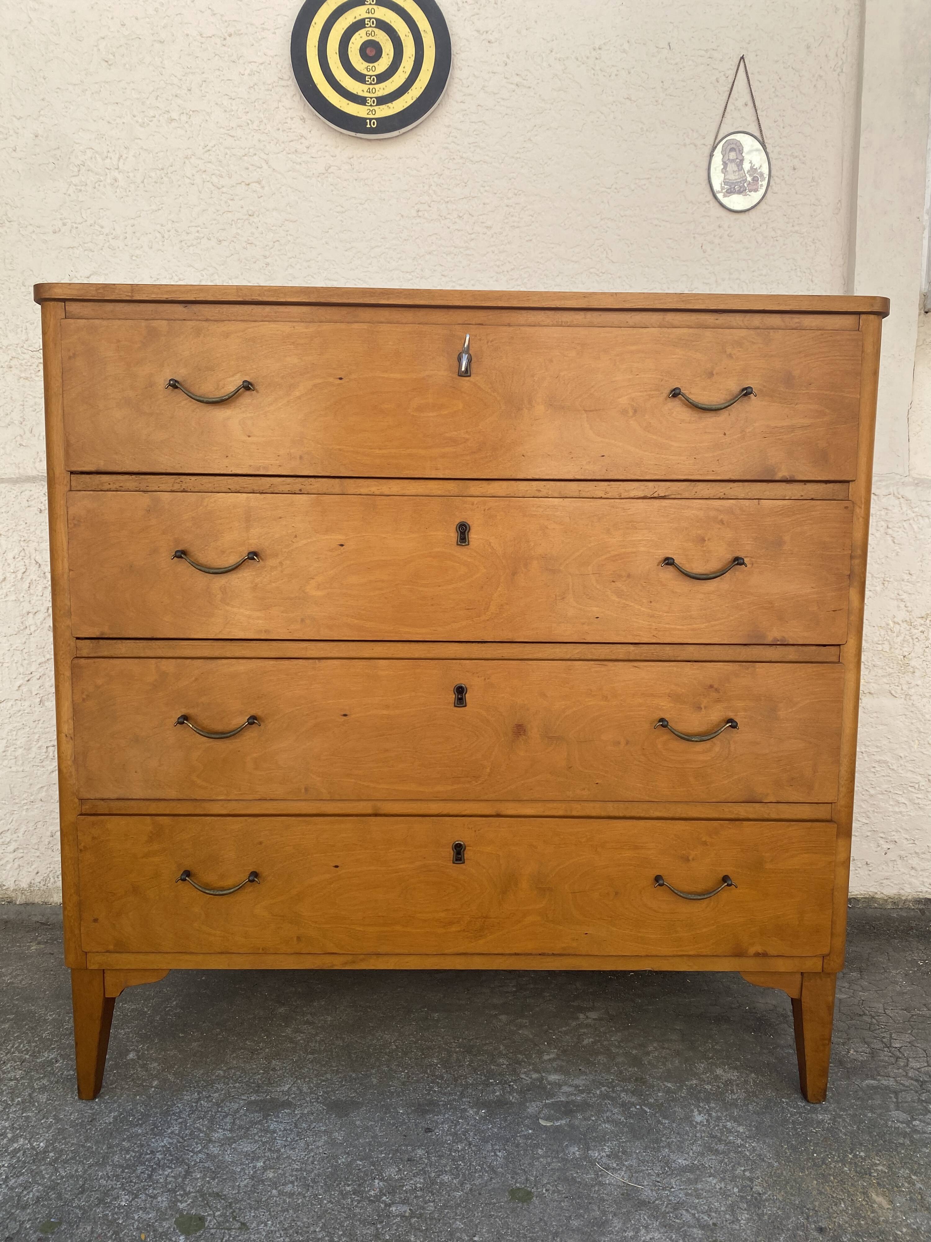 Commode suédoise vintage en bouleau années 50