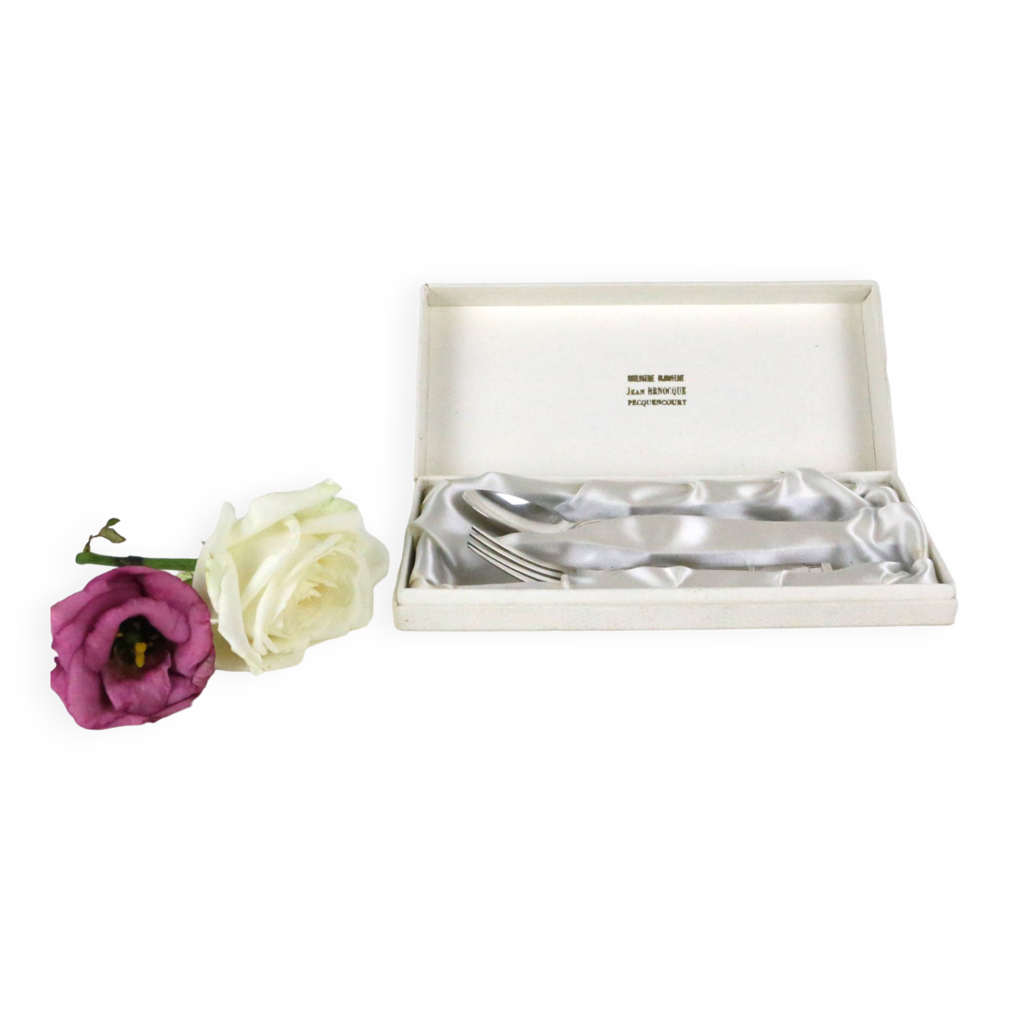 Silver metal cutlery set, vintage