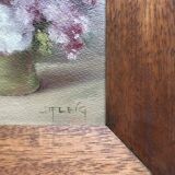 Tableau, bouquet de fleurs, huile ,signé J. Fleig, XX ème