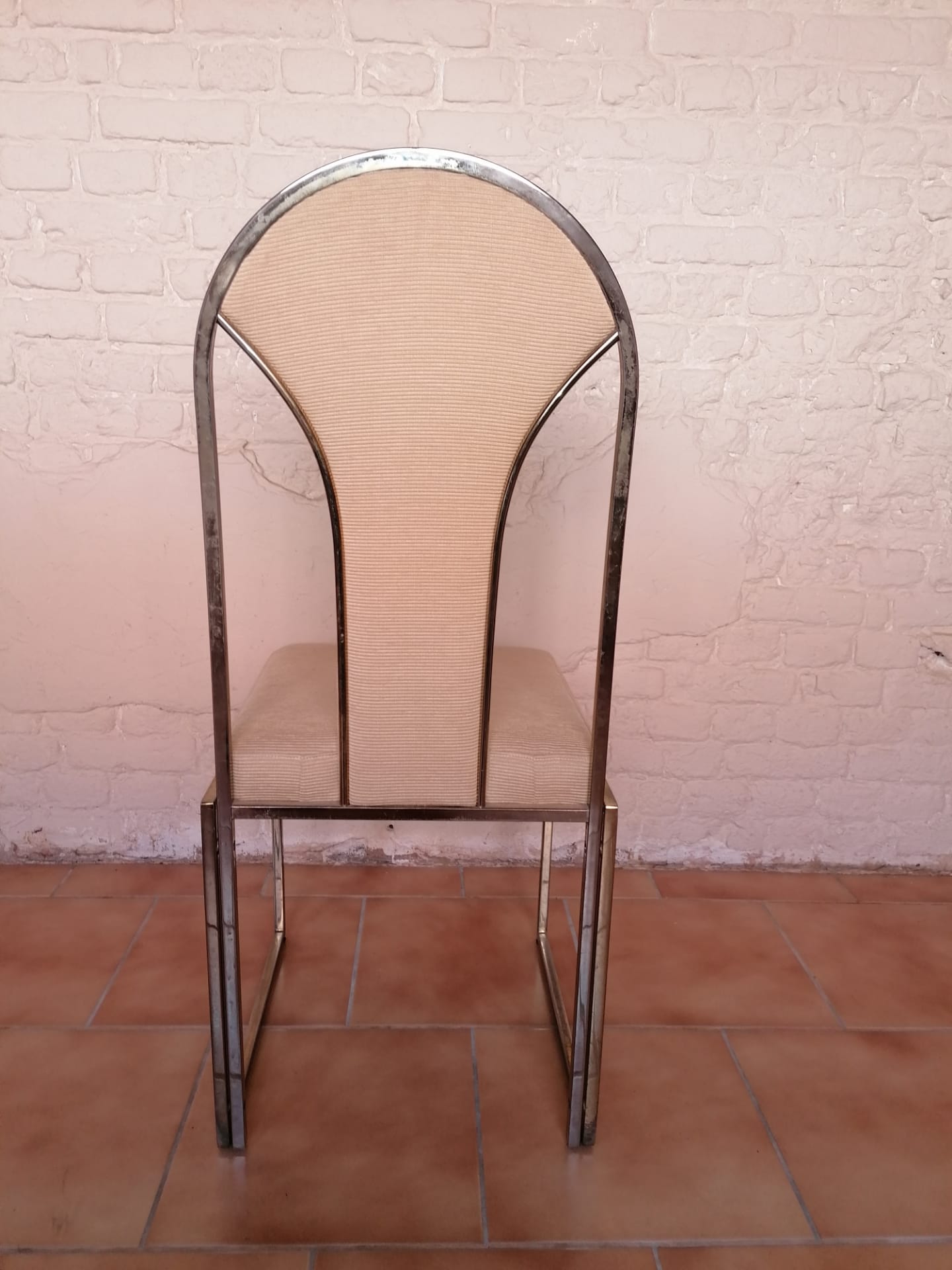 Chaises de salon vintage en laiton de belgo chrome, 1970s