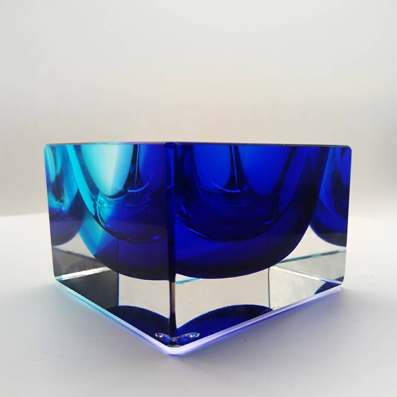 1970s Square Ashtray or Catch-all in Murano Glass by Flavio Poli.