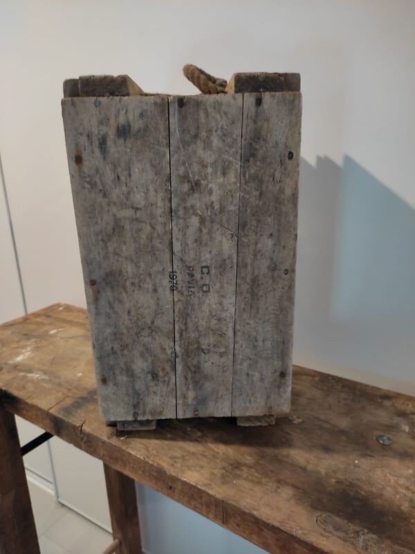 Vintage wooden case military ammunition