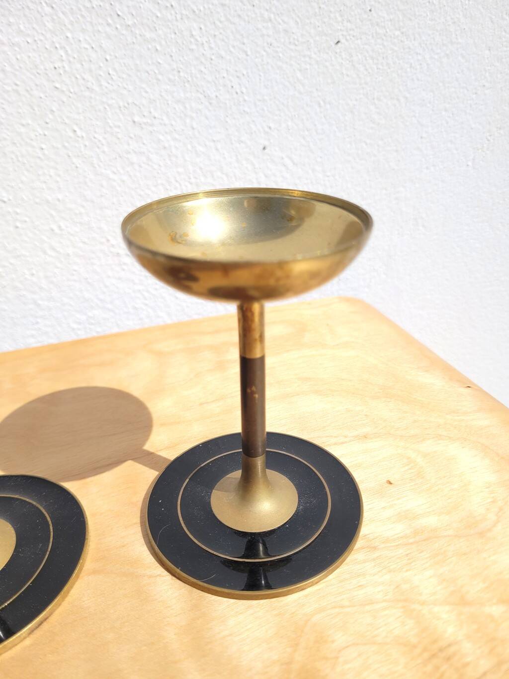 Pair of brass candlesticks or candle holders