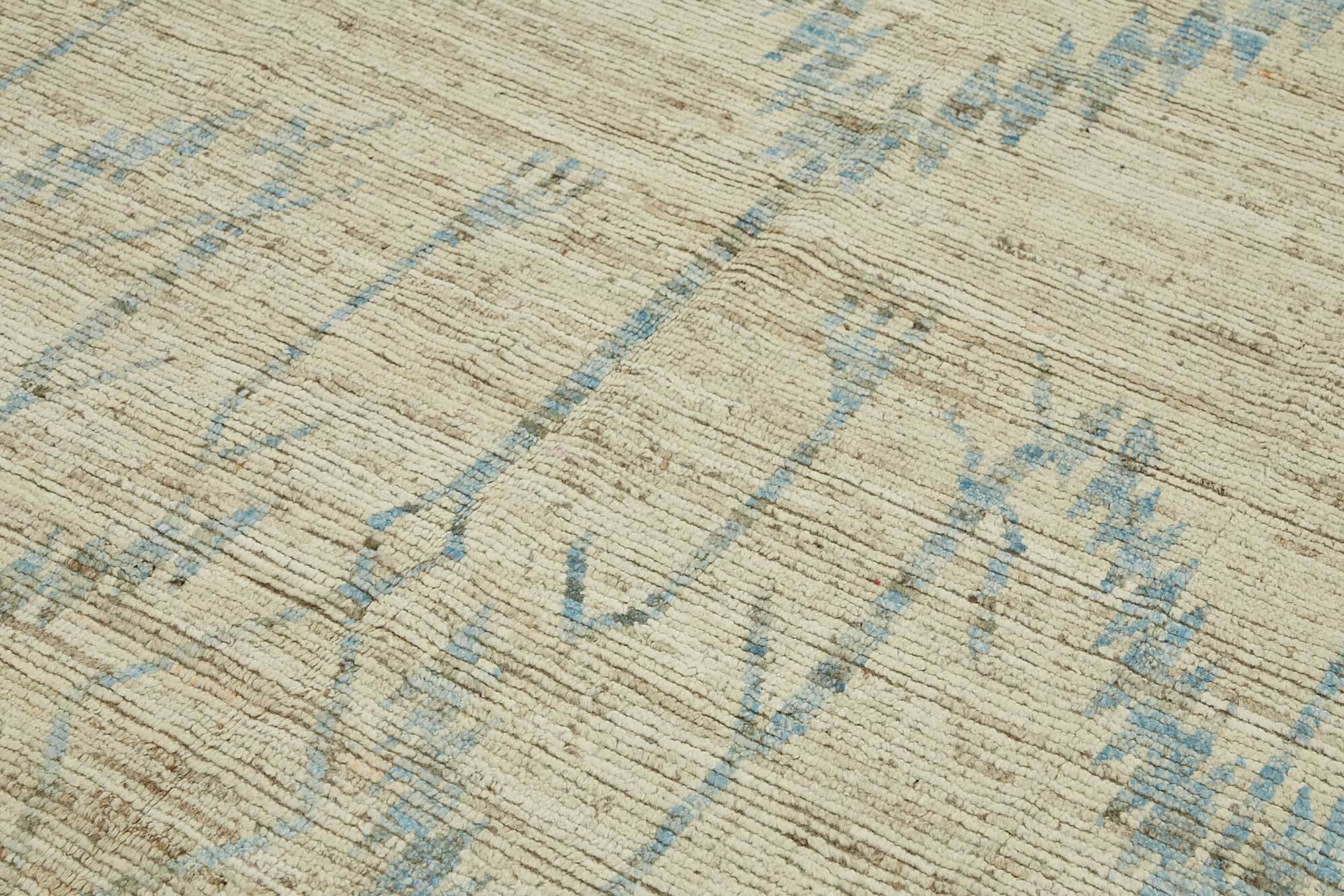 Hand-Knotted Turkish Contemporary 203 cm x 295 cm Beige Wool Carpet