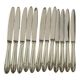 Set of 12 cheese or fruit knives handle in silver metal.