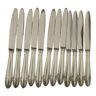 Set of 12 cheese or fruit knives handle in silver metal.