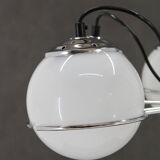 1970s Targetti Sankey Italian Chrome and Opaline Glass Chandelier