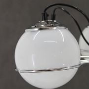 1970s Targetti Sankey Italian Chrome and Opaline Glass Chandelier