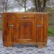 Narrow sideboard, art deco in light walnut, gray marble top