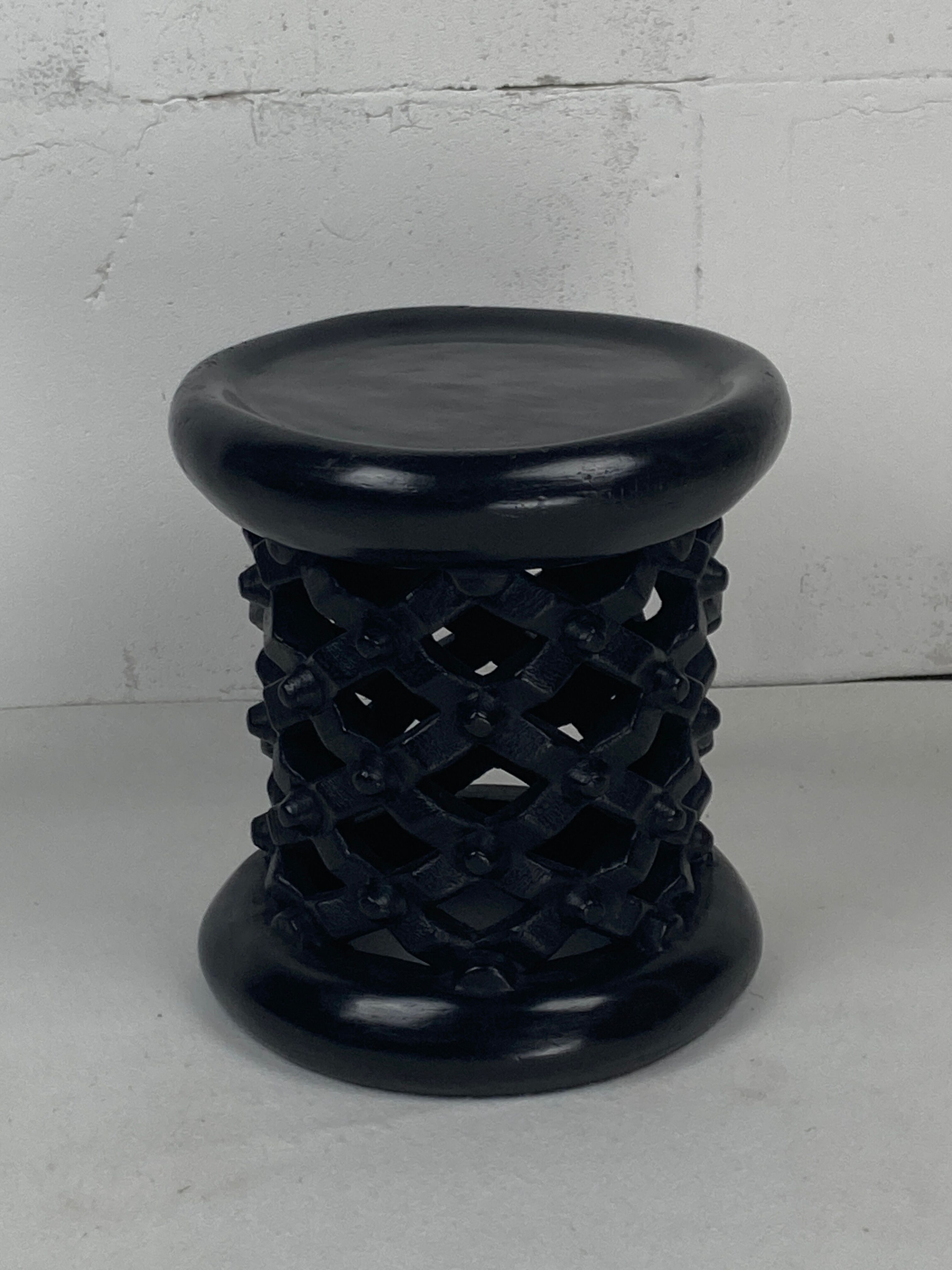 African ebonised Bamileke low stool, Cameroon, 1970s