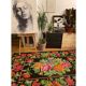 Floral handwoven carpet, colors on a black background - 262x160cm