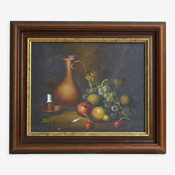 Huile sur toile nature morte signée