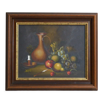 Huile sur toile nature morte signée