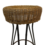 Vintage Stool Rattan Rohe Noordwolde Netherlands 1960s Design