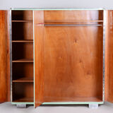 Turquoise Bauhaus three door wardrobe made in 1930s Czechia by Vichr a spol.