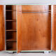 Turquoise Bauhaus three door wardrobe made in 1930s Czechia by Vichr a spol.