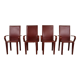 4 red leather dining chairs by Arper italy, 1980s