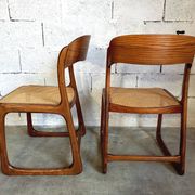 Suite of 2 vintage chairs sleigh canées Baumann 70s