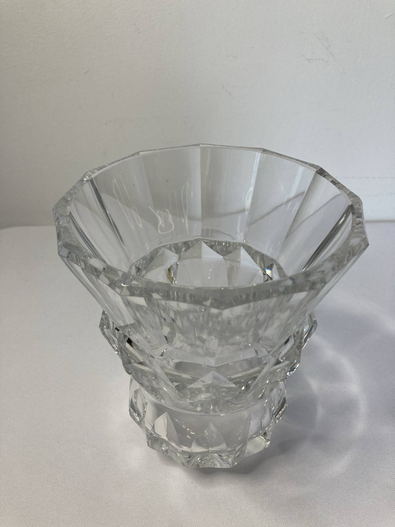 Val Saint Lambert, curved crystal vase circa 1950