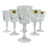 6 vintage Cristal d'Arques Chantelle red wine glasses