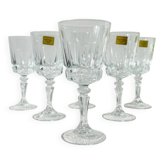 6 verres à vin rouge vintage Cristal d'Arques modèle Chantelle