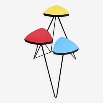 Etagere multicolore 1958, table à fleurs République Tchèque MCM