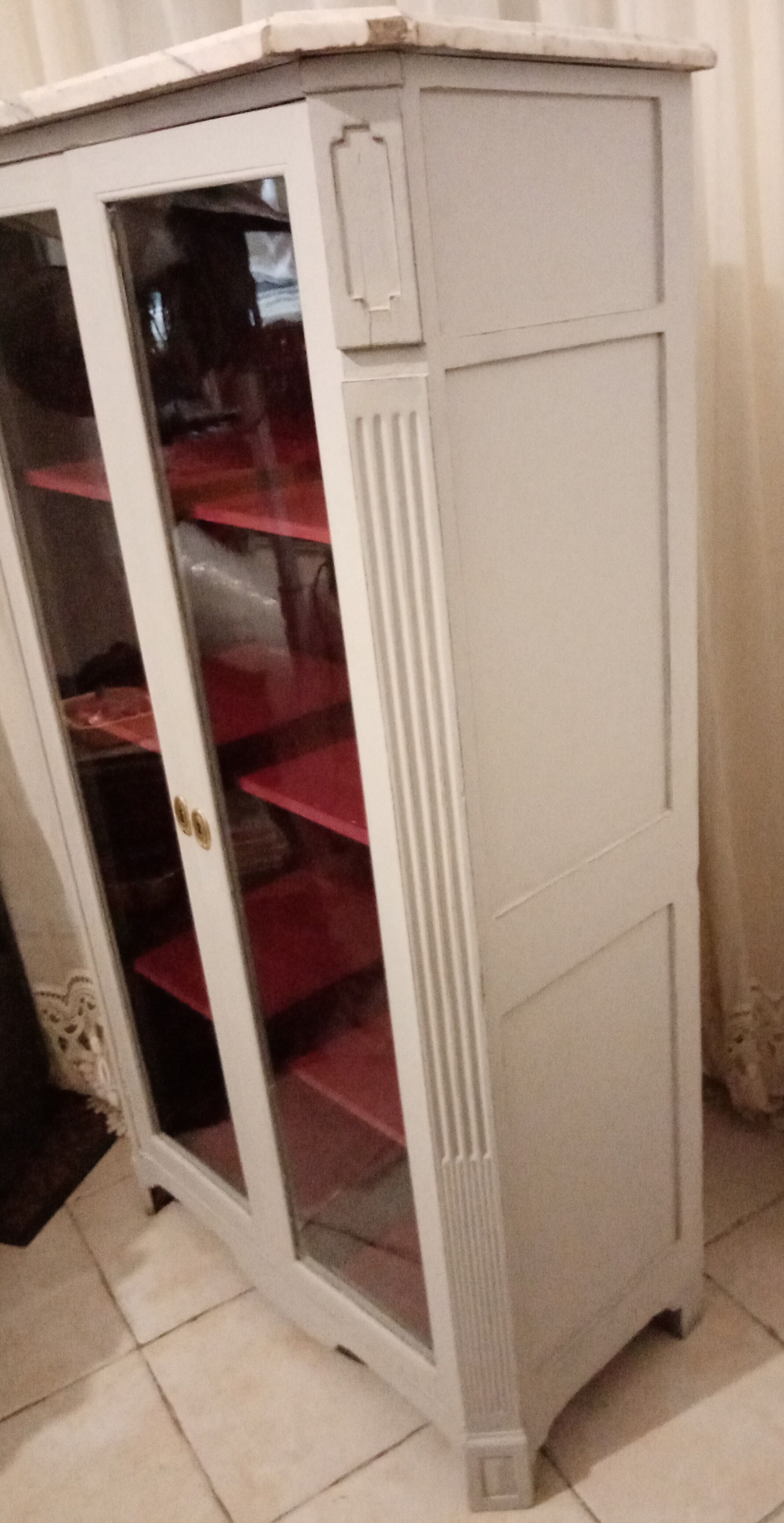 Silver library patina 2 doors on marble 147 x 81 cm