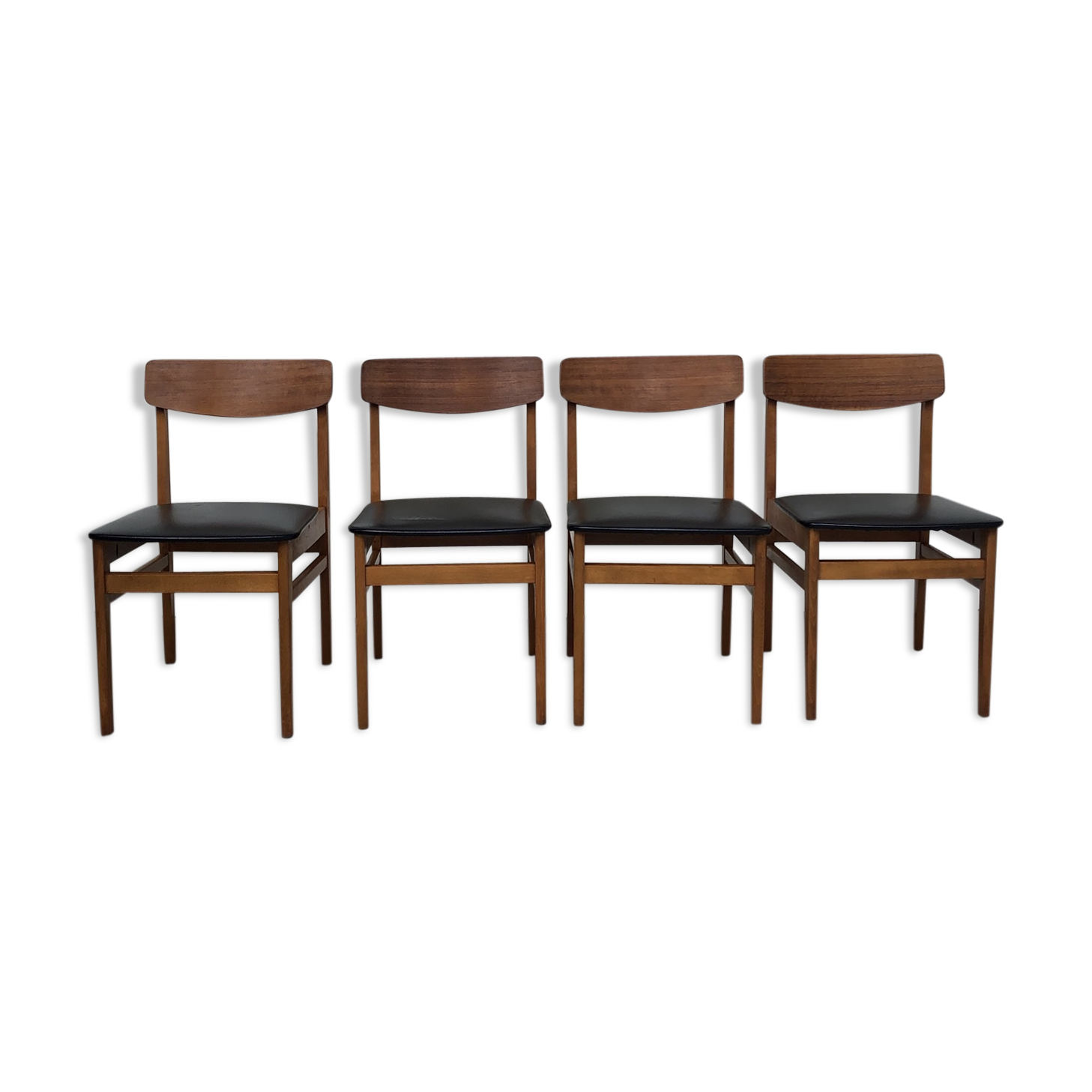 Vintage set of 4 mid century teak dining chairs scandinavian 60s 70s retro danish