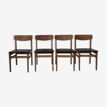 Ensemble de 4 chaises en teck du milieu du siècle scandinave 60's-70's