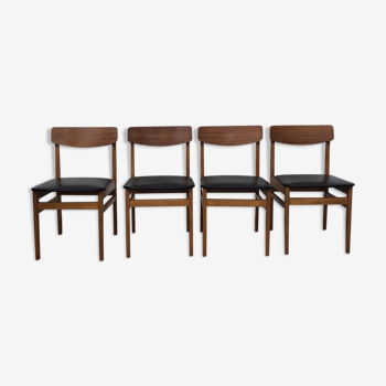 Vintage set of 4 mid century teak dining chairs scandinavian 60s 70s retro danish