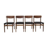 Vintage set of 4 mid century teak dining chairs scandinavian 60s 70s retro danish