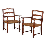 Pair of oak and rope armchairs, French work from the 1940s.