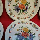 Service 9 assiettes plates Moulin des Loups Orchies modèle Derby multicolores