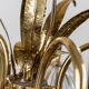 XL Clear Murano Glass and Brass Chandelier, Liberty-Style Organic Leaf Design, Italian 1960s
