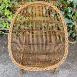 Vintage rattan and wicker armchair
